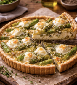 Spargel-Quiche mit Ziegenkäse