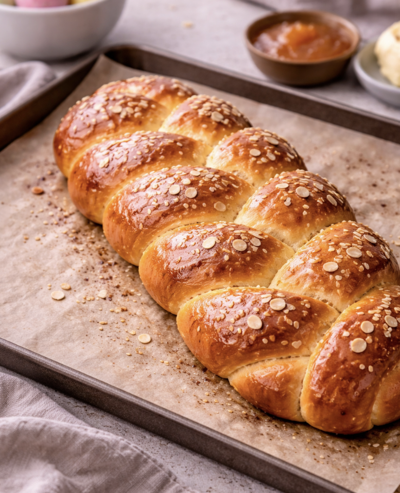 Brioche-Osterzopf mit Mandeln_7