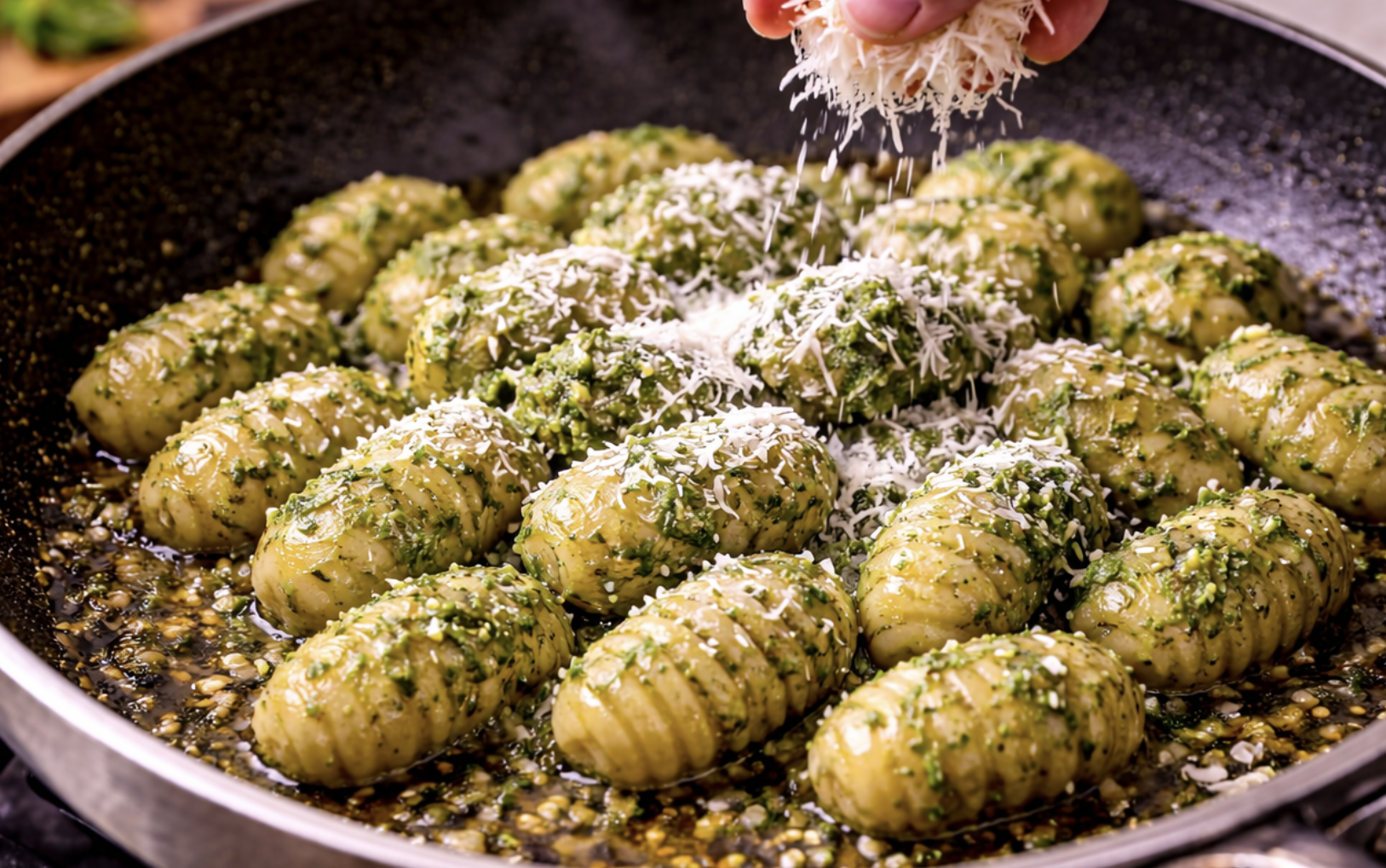Pesto-Gnocchi mit Parmesan und Pinienkernen_7