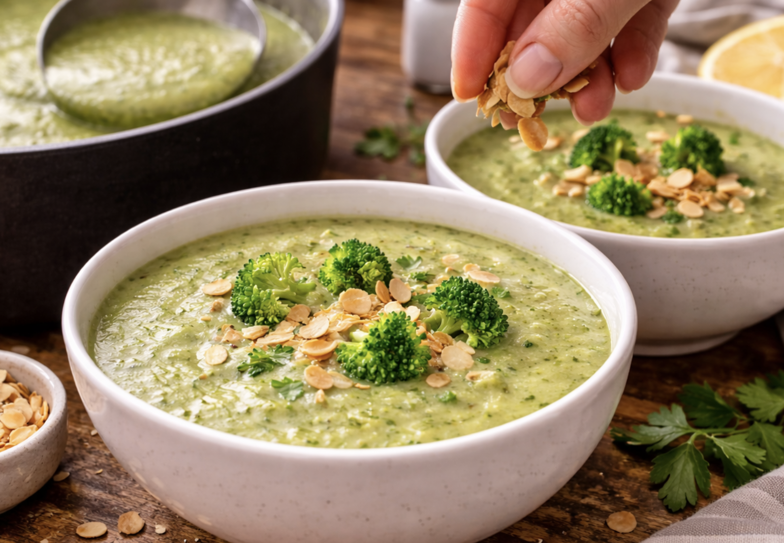 Brokkoli-Cremesuppe mit Mandeln_7