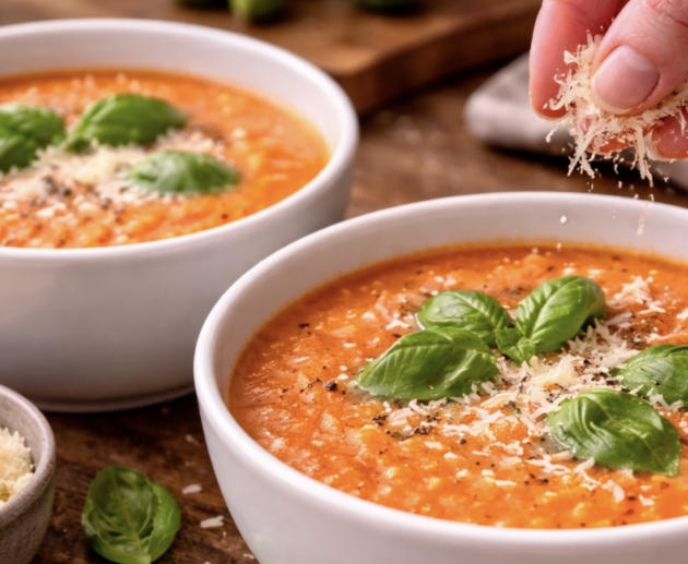 Tomaten-Gemüse-Suppe mit frischem Basilikum_7