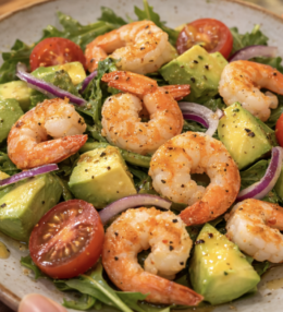 Avocado-Garnelen-Salat mit Zitronen-Dressing