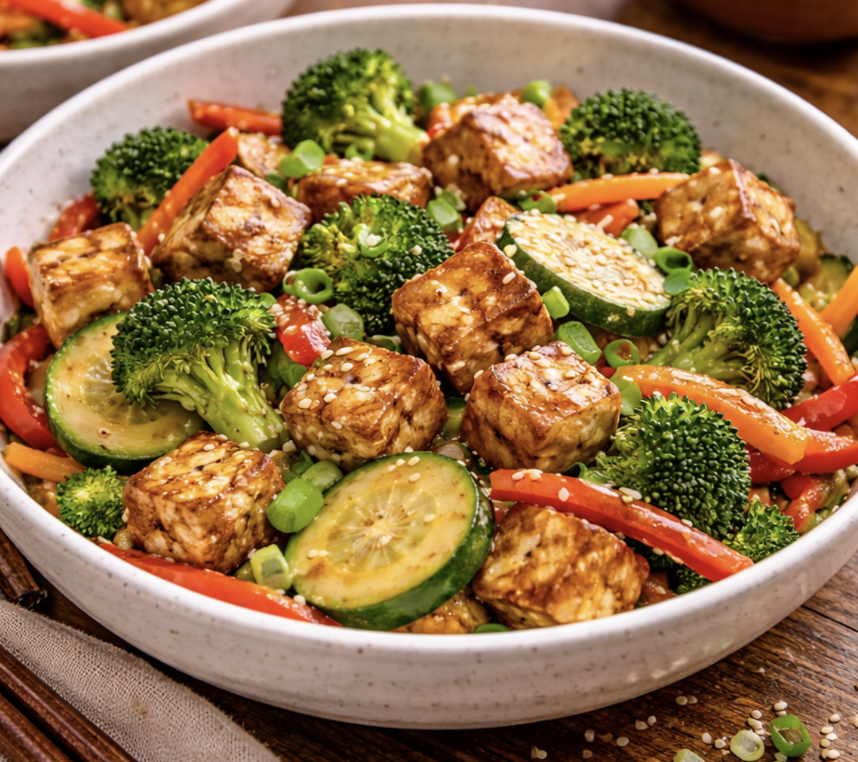 Gebratener Tofu mit Gemüse aus der Pfanne_7