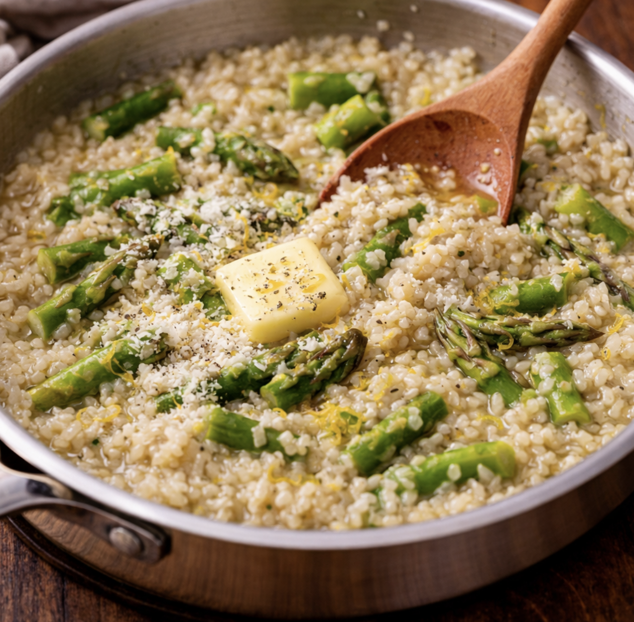 Vegetarisches Risotto mit grünem Spargel_7