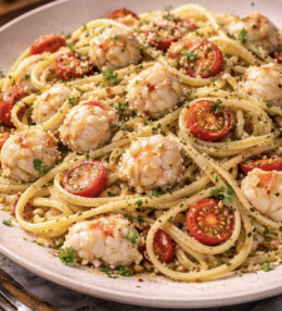 Linguine mit Krabben oder Garnelen und Chili