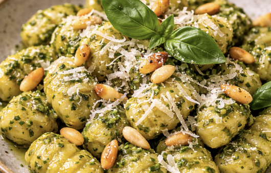 Pesto-Gnocchi mit Parmesan und Pinienkernen_8