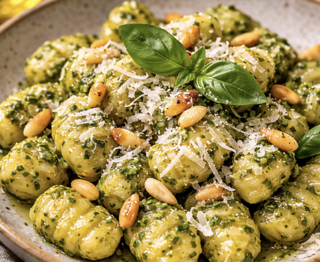 Pesto-Gnocchi mit Parmesan und Pinienkernen_8