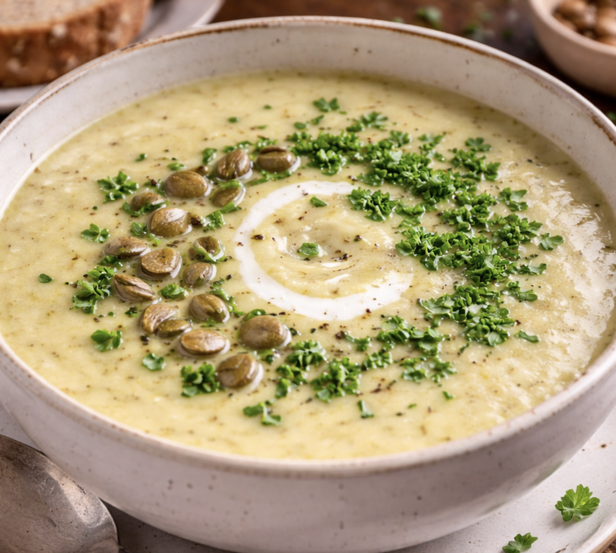 Selleriesuppe mit frischen Kräutern_8