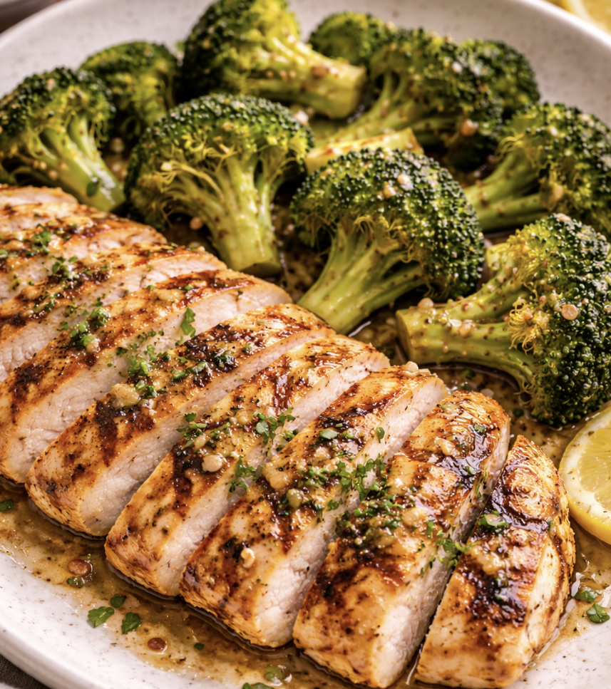 Gegrillte Hähnchenbrust mit Brokkoli und Zitronensauce_8