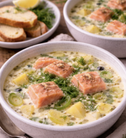 Skandinavische Lachssuppe