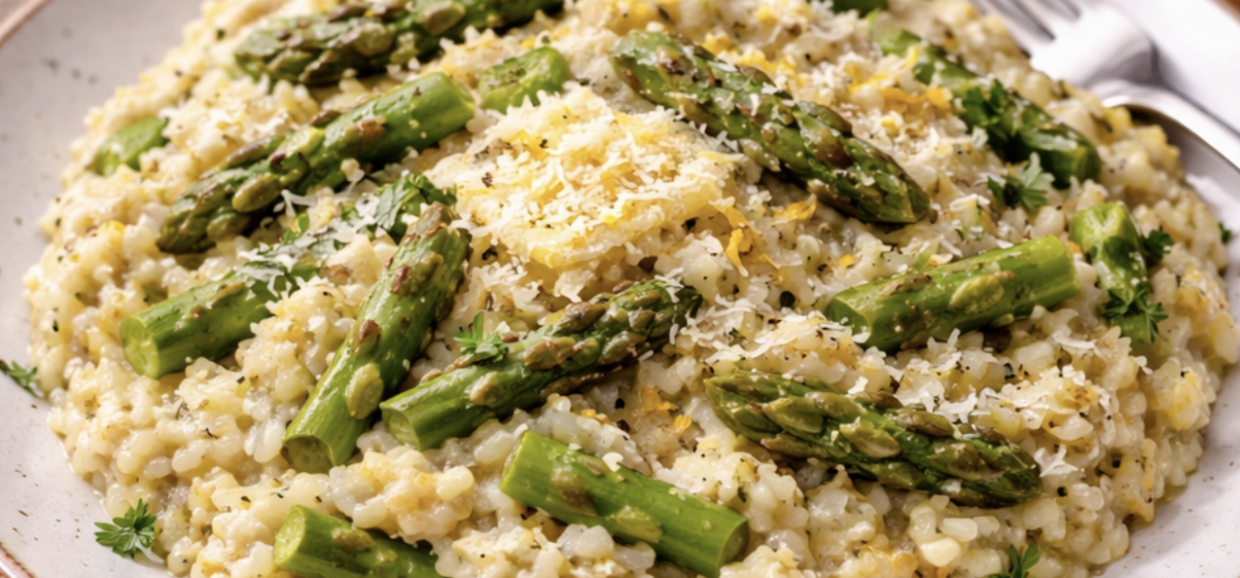 Vegetarisches Risotto mit grünem Spargel_8