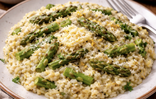 Vegetarisches Risotto mit grünem Spargel_8