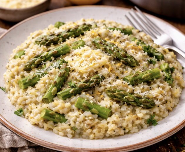 Vegetarisches Risotto mit grünem Spargel_8