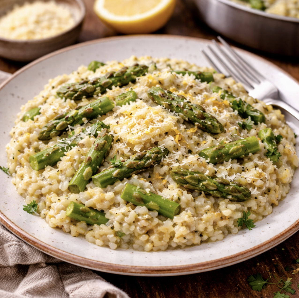 Vegetarisches Risotto mit grünem Spargel_8