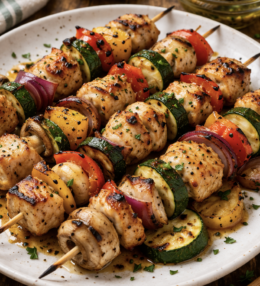 Hähnchenspieße mit Gemüse
