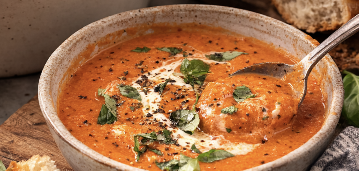 Paprika-Tomaten-Suppe mit Basilikum_9