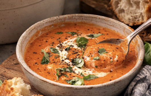 Paprika-Tomaten-Suppe mit Basilikum_9