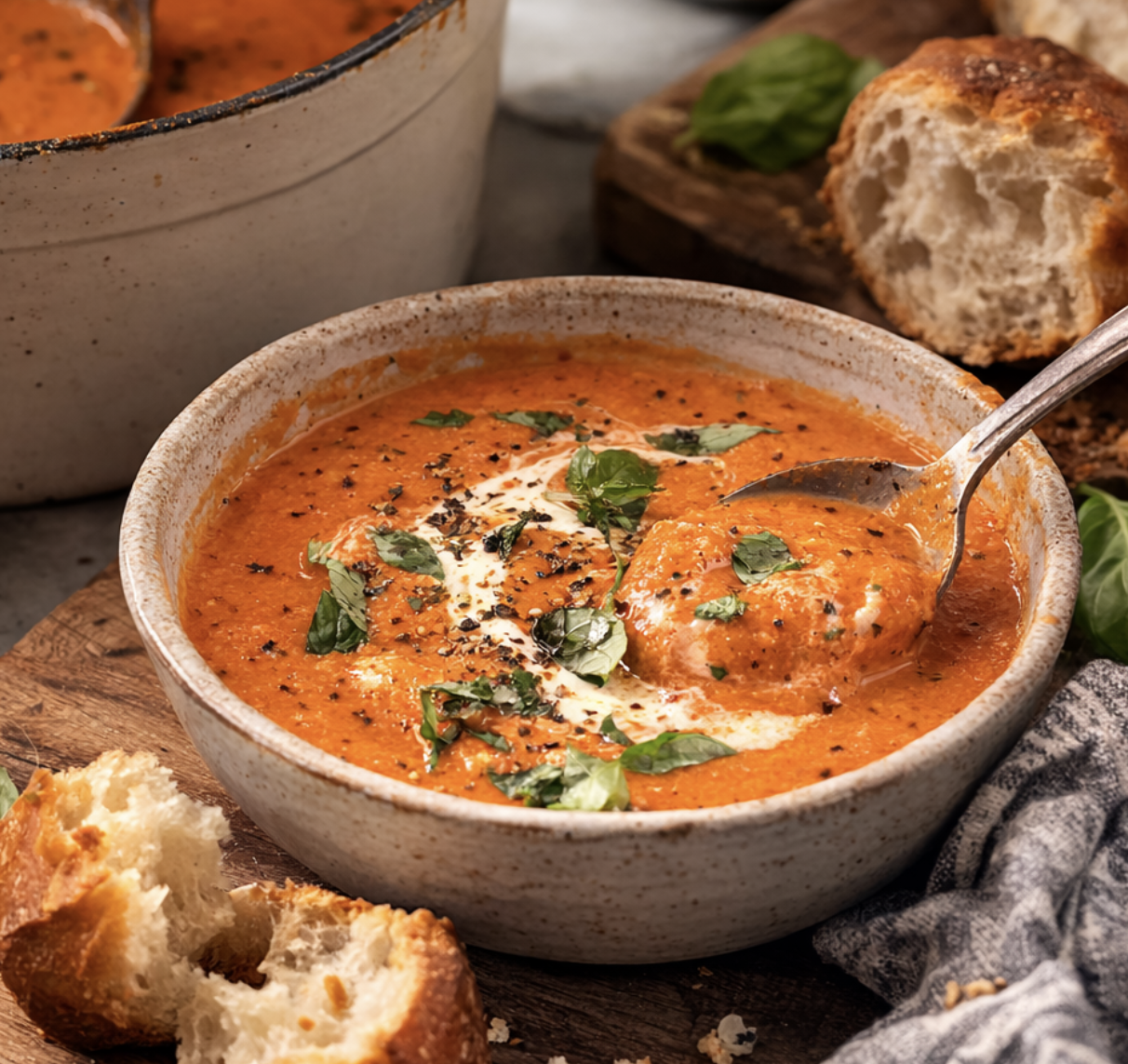 Paprika-Tomaten-Suppe mit Basilikum_9