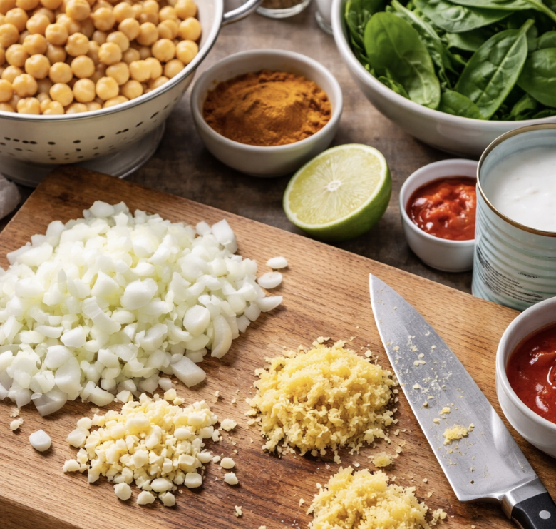 Kokos-Curry mit Kichererbsen und Spinat_1