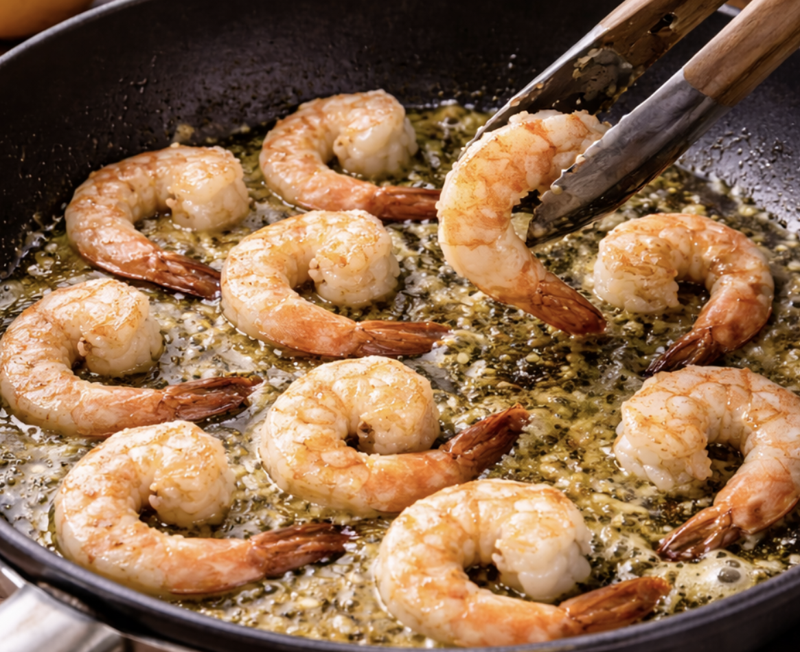 Knoblauchbuttergarnelen mit Chiliflocken in Minilöffeln_3