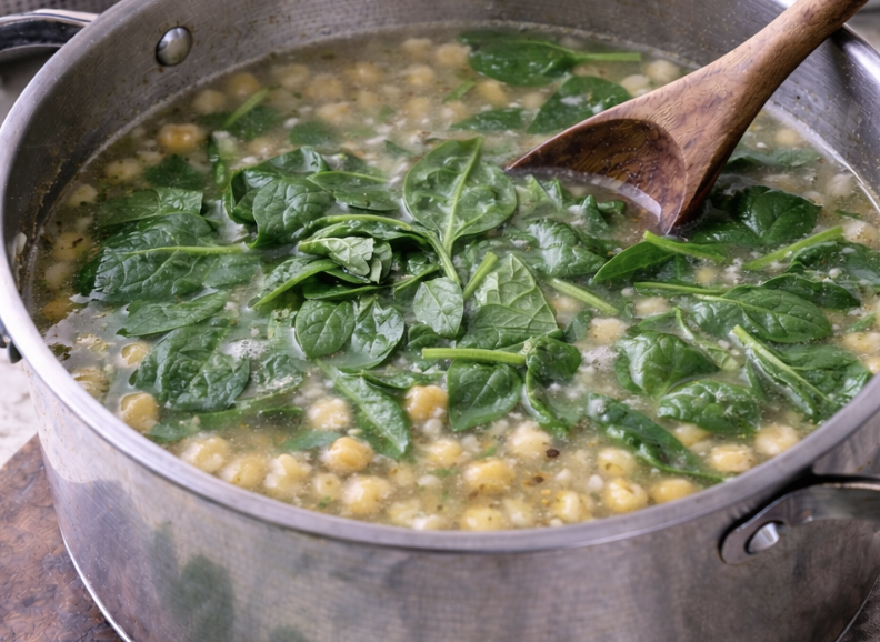 Spinat-Kichererbsen-Suppe mit Knoblauch_4