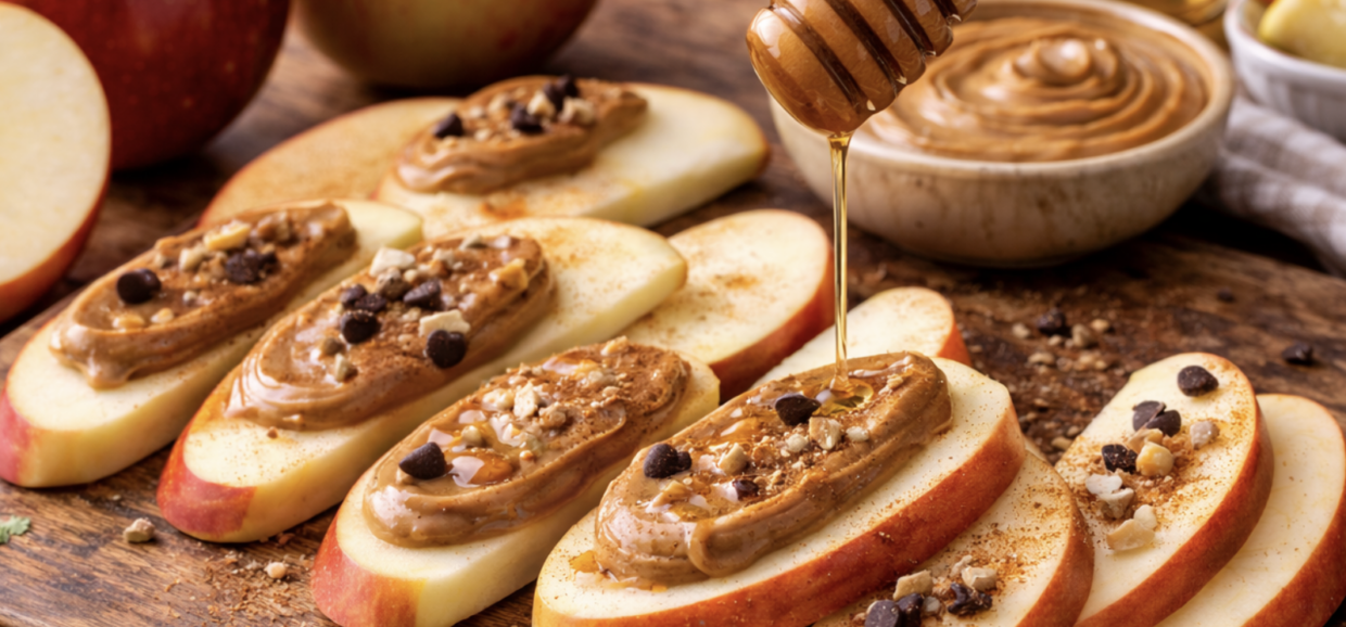 Apfelscheiben mit Erdnussbutter_4