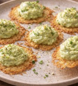 Parmesan-Crisps mit Avocado-Limetten-Crema
