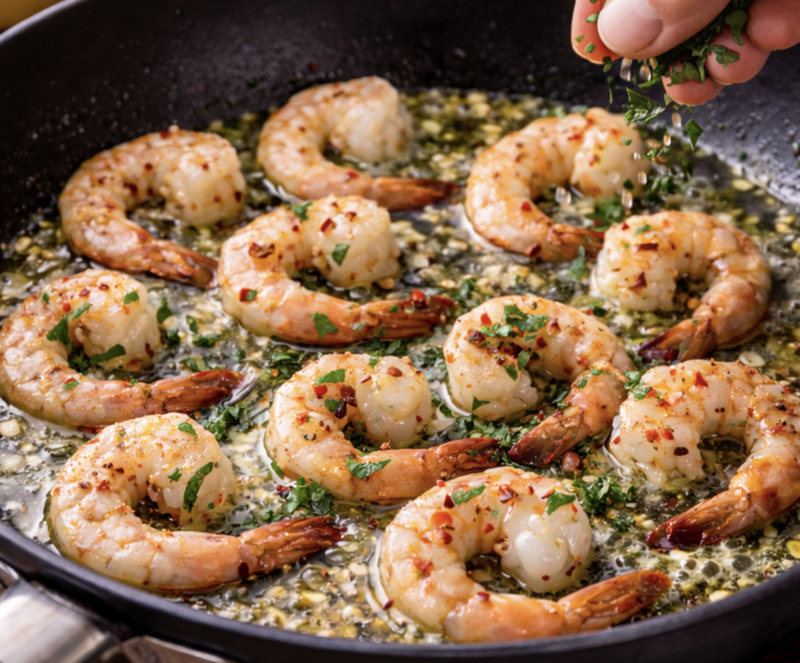 Knoblauchbuttergarnelen mit Chiliflocken in Minilöffeln_5