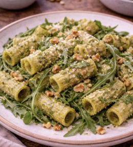 Pasta mit Walnuss-Pesto und Rucola