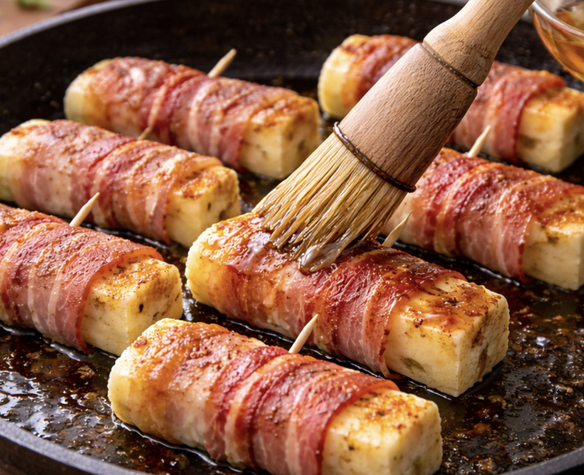 Mit Speck umwickelte Halloumi-Sticks_5