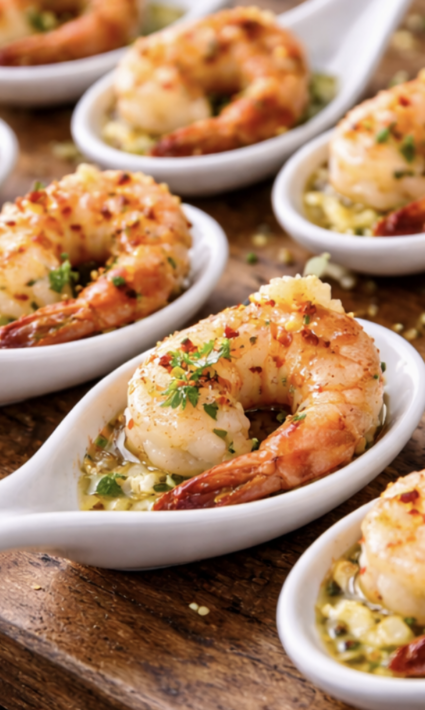 Knoblauchbuttergarnelen mit Chiliflocken in Minilöffeln_6