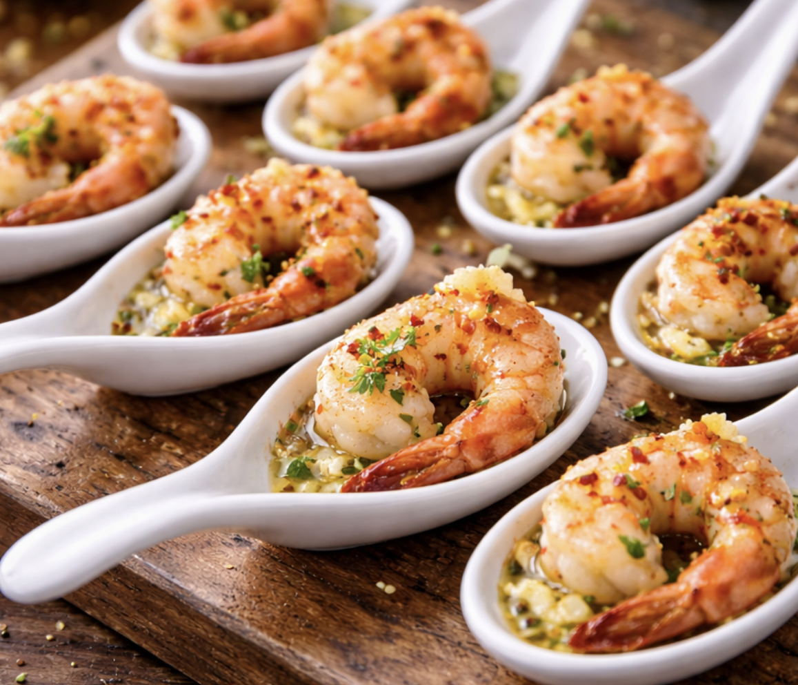 Knoblauchbuttergarnelen mit Chiliflocken in Minilöffeln_6