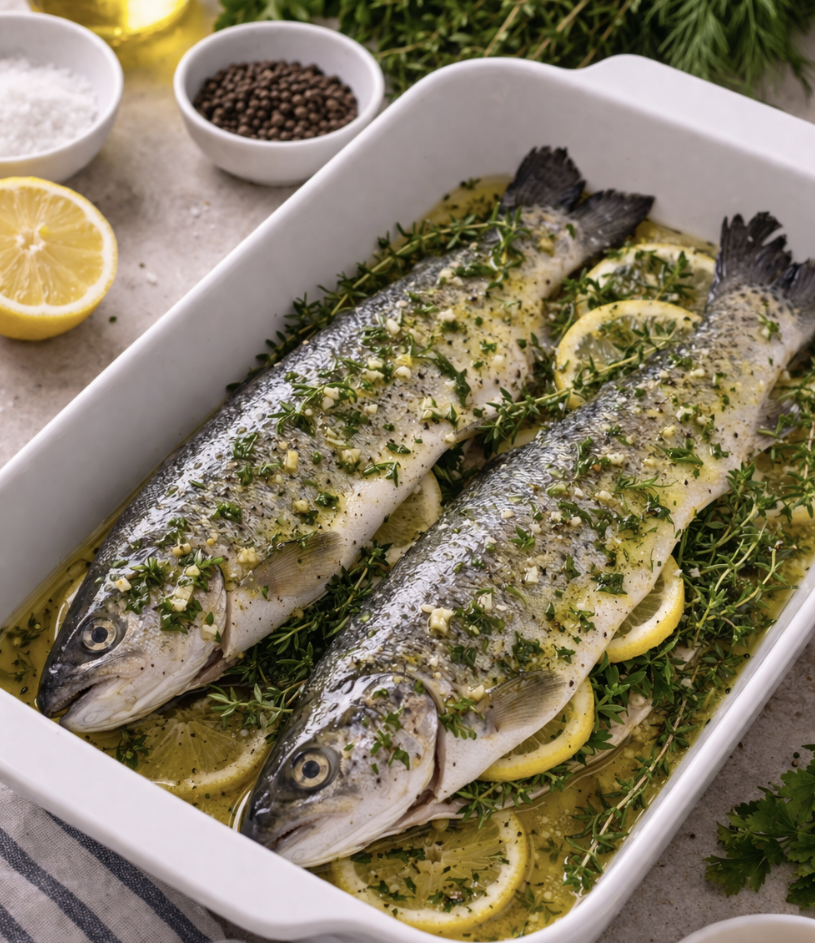 Gebackene Forelle mit Kräutern_6