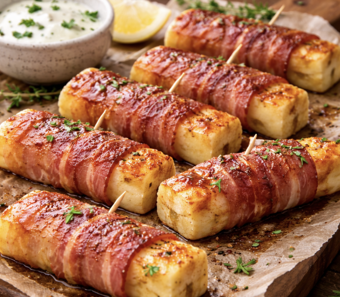 Mit Speck umwickelte Halloumi-Sticks_6