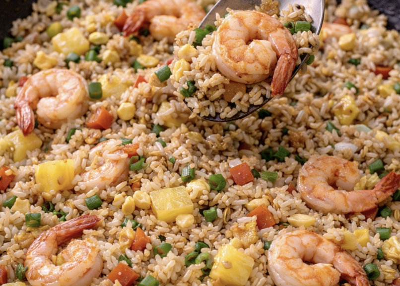 Gebratener Reis mit Ananas und Garnelen_7