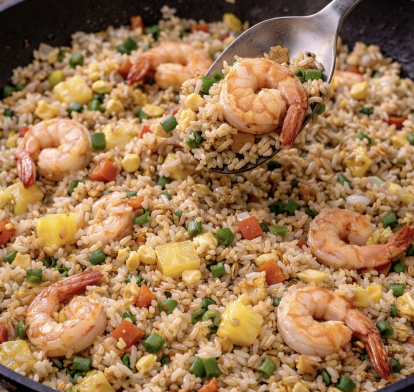 Gebratener Reis mit Ananas und Garnelen_7