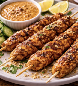 Hähnchen-Satay mit Erdnusssauce
