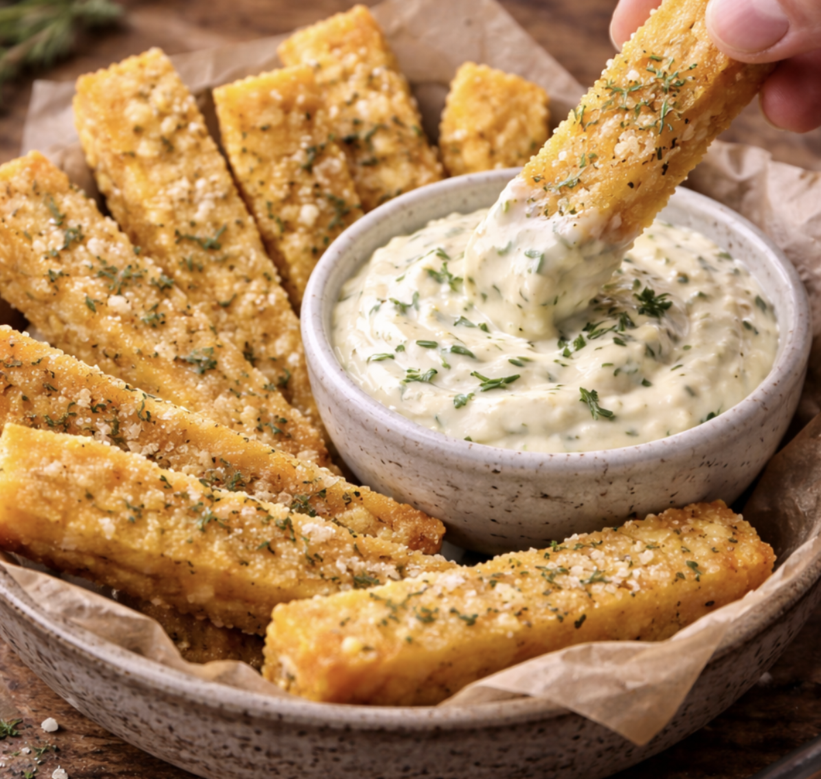 Knusprige Polenta-Pommes mit Rosmarin-Aioli_7