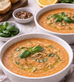 Tomaten-Orangen-Suppe mit Basilikum