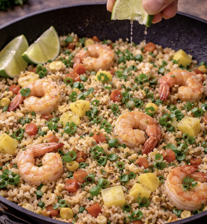 Gebratener Reis mit Ananas und Garnelen_8