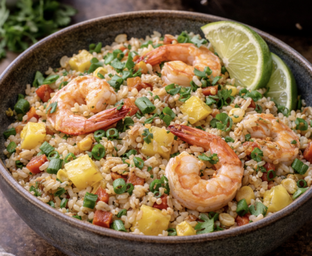 Gebratener Reis mit Ananas und Garnelen_9