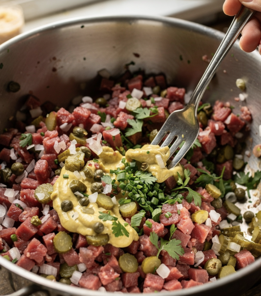 Beef-Tatar mit Trüffelmayo & Kapern_4