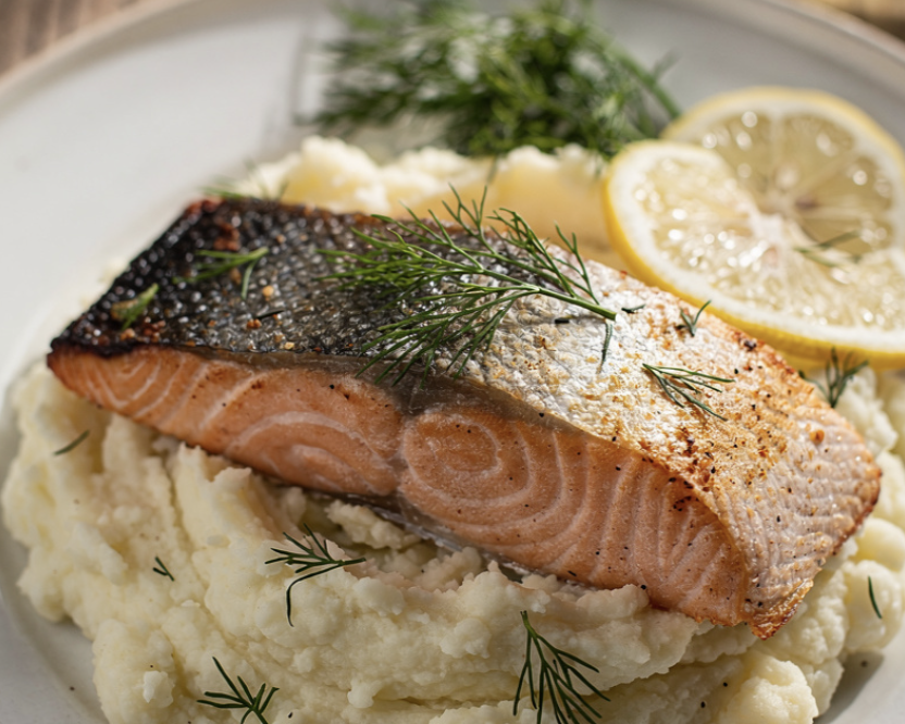 Ofengebackener Lachs mit Blumenkohlpüree_5