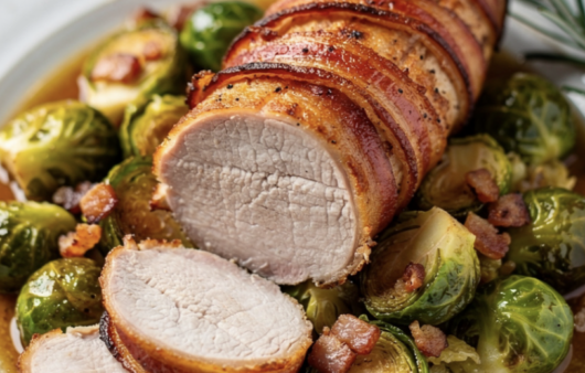 Schweinefilet mit Speck und Rosenkohl_5