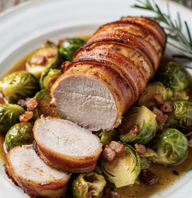 Schweinefilet mit Speck und Rosenkohl_5