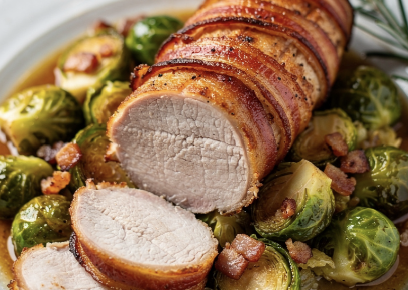 Schweinefilet mit Speck und Rosenkohl_5