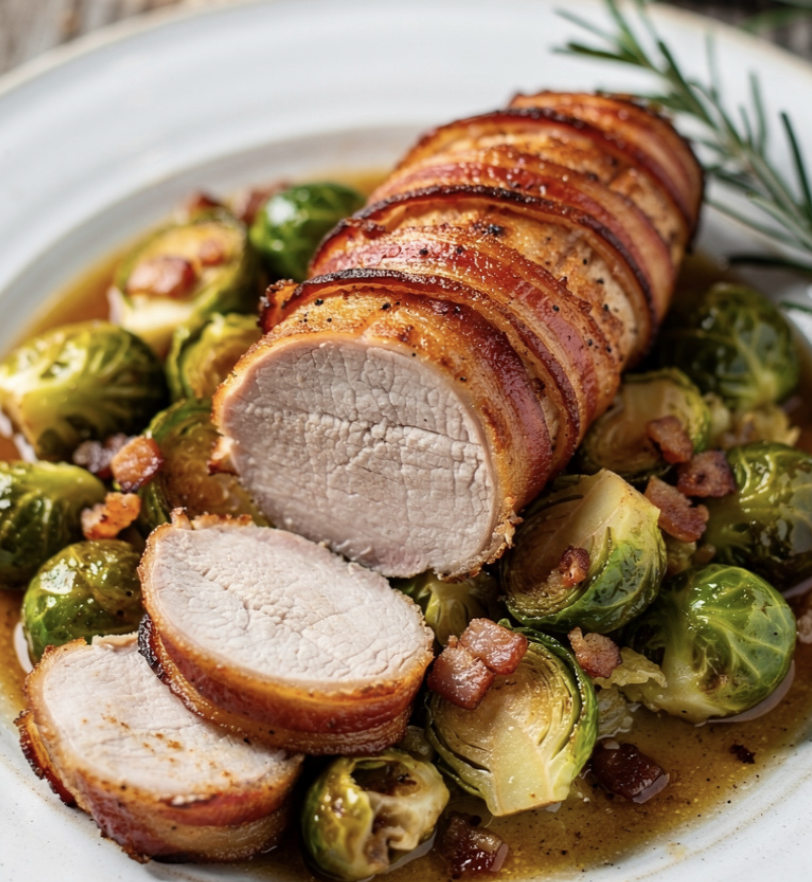 Schweinefilet mit Speck und Rosenkohl_5